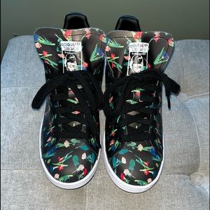 Adidas sneakers 6 1/2 black floral